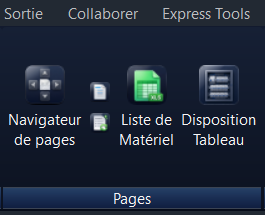 Le panneau <strong>Pages</strong> du ruban.