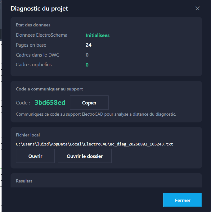 Le <strong>rapport de diagnostic</strong> du projet.